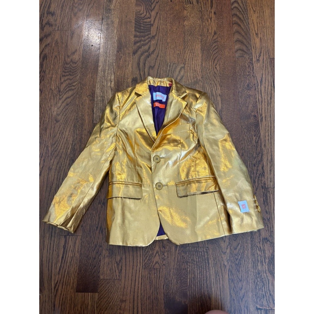 OppoSuits Boys Gold Metallic Blazer 6Y Purple Lined Party Costume Suit Jacket